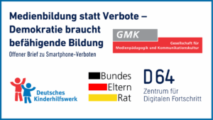 Logos von GMK, DKHW; Bundeselternrat, D64